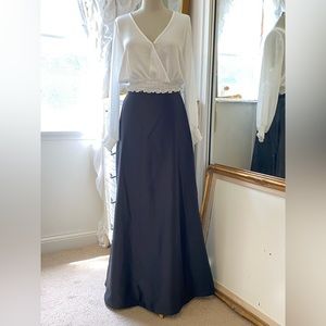 Tadashi Long Black Satin Skirt size 10